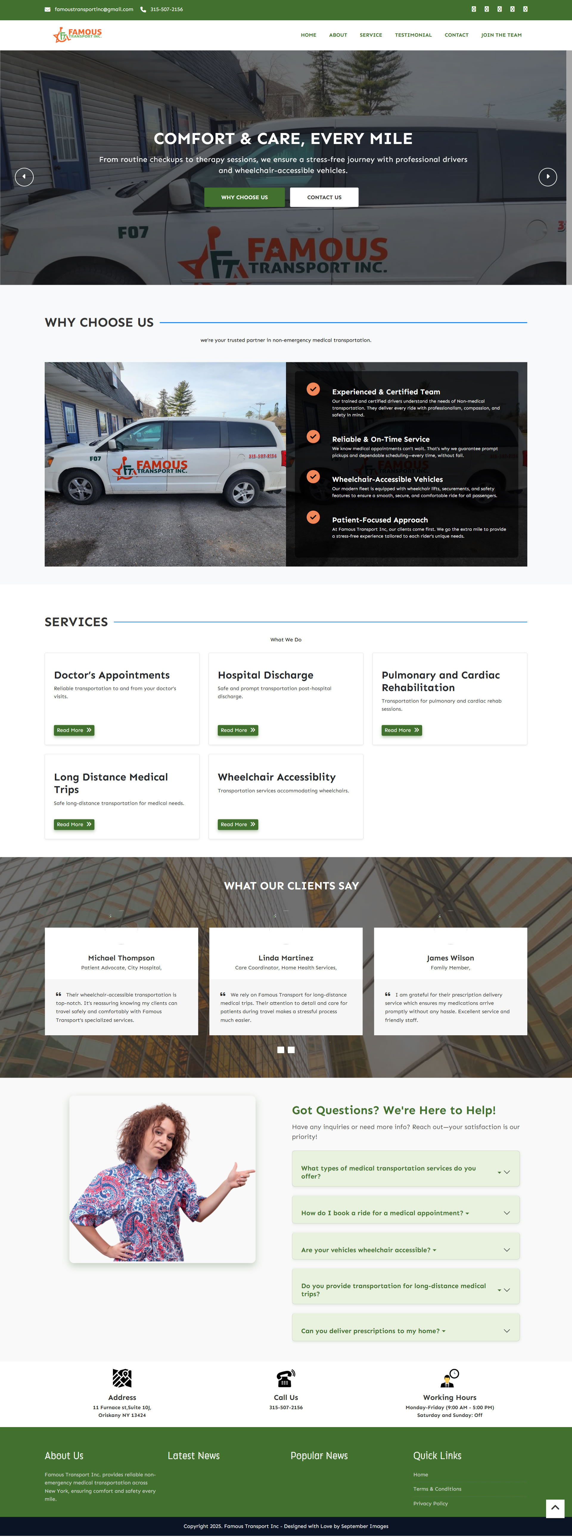 Responsive Website for Famous Transport Inc
